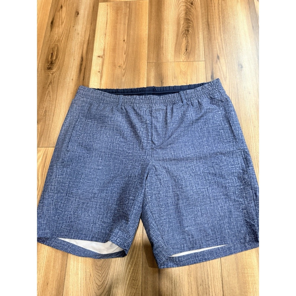 Hollywood Shorts Heathered Blue Lined Pockets Drawstring Men's Large XL 8"